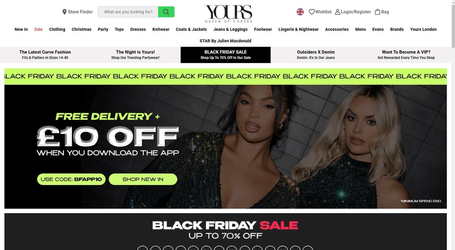 Yours Clothing Homepage