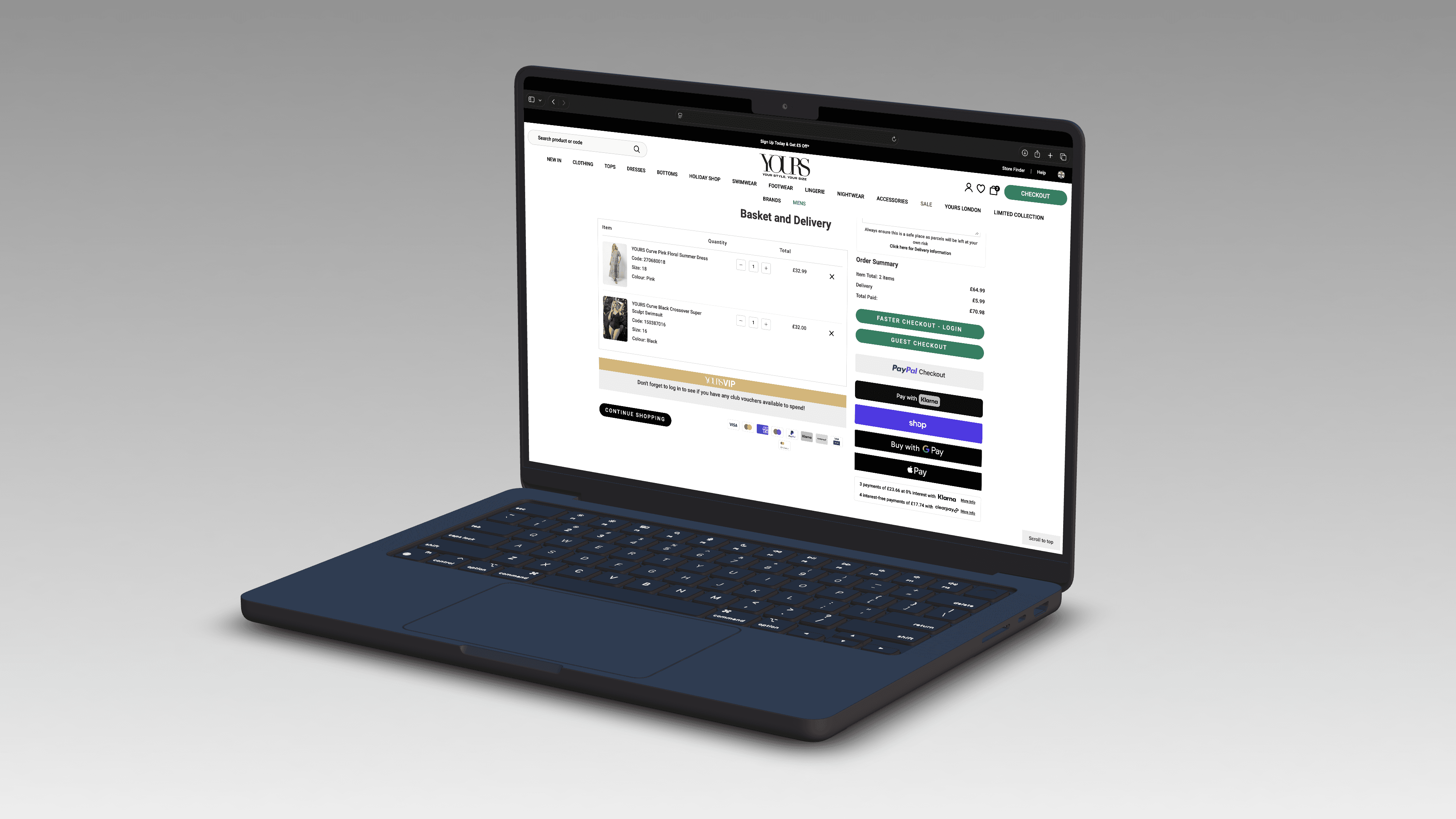 Shop Pay Component on Yours Clothing